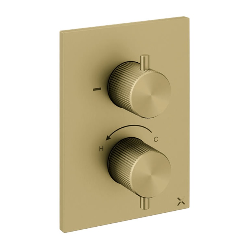 Crosswater 3ONE6 316 Brushed Brass Crossbox Single Outlet Shower Valve